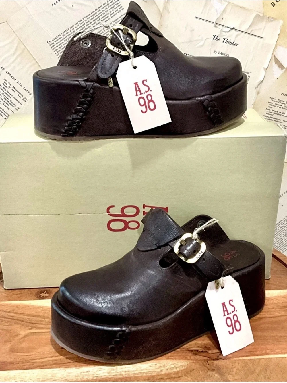 Free People A.S.98 Monroe Canyon Clogs Platform Brown Leather Slip On